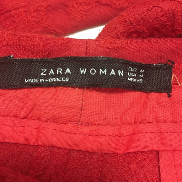 Zara Red Jacquard Trousers - Picture 4 of 5